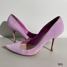 Size 40 - Christian Dior Heels Pink Womens SM0114 Suede Pointed Toe Ship Fast 