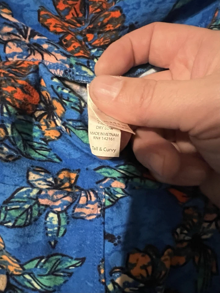 Leggings femininas LuLaRoe TC alta azul curvilínea floral - Imagem 3 de 4