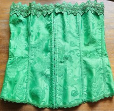 Fredericks of Hollywood Green Corset Bustier Lace Up Boned Top Size 42