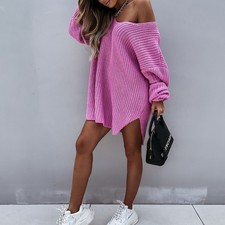 Ladies Women Knitted Sweater Top Long Sleeve Over sized Chunky Knit Baggy Jumper