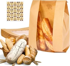 Moretoes Sourdough Paper Bread Bags, 25 Packs Bags for Homemade Brown 