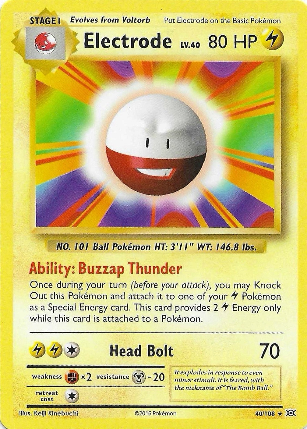 Pokemon TCG Card - Electrode 40/108 | XY Evolutions Evo Set | NM/MINT!