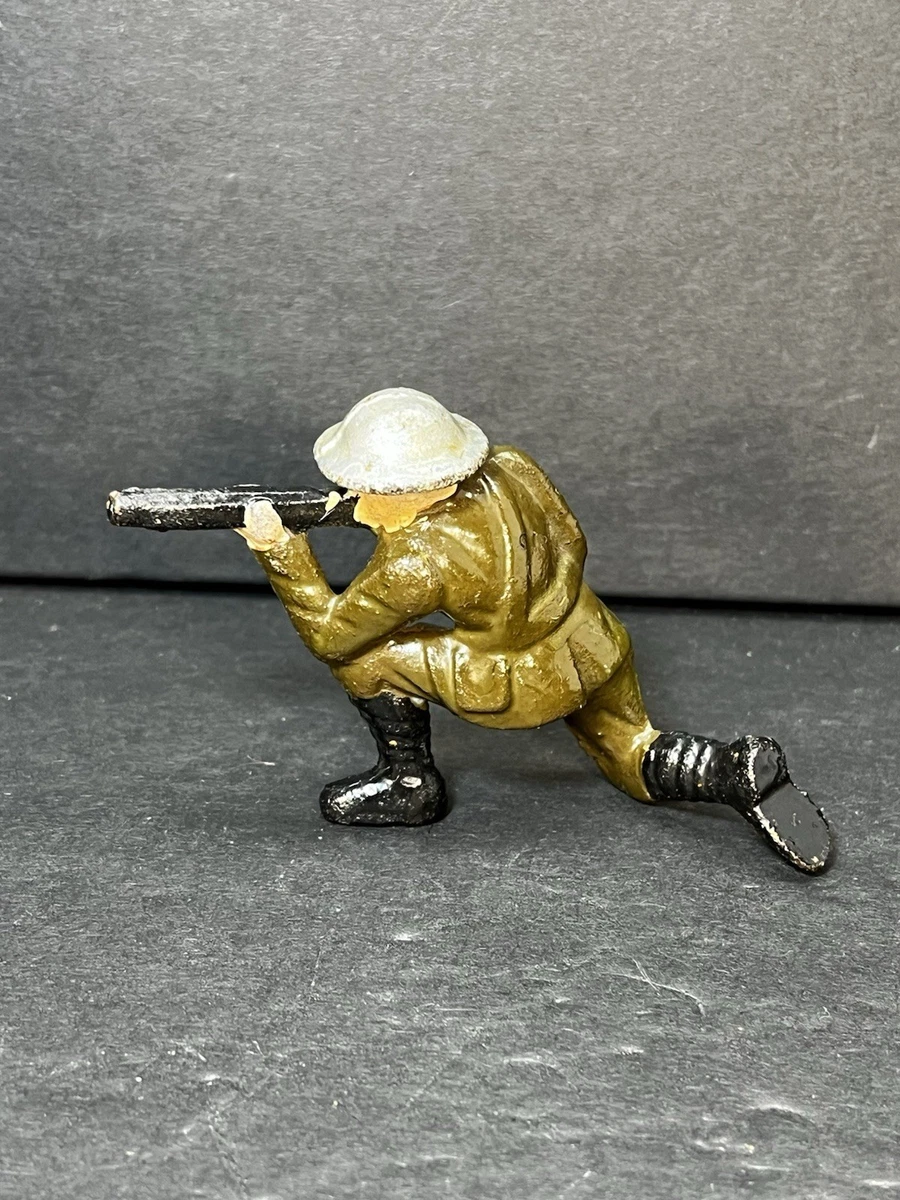 Vintage Cast Iron Solid Metal Toy Soldier - Kneeling Shooting Gun
