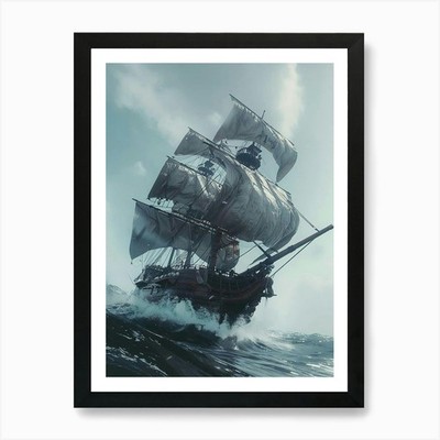 Piratenschiff Kunstdruck gerahmt Wandbild Poster Leinwanddruck Bild