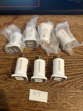 7 PCS NEW Fast Car Charger 2-in1 Cigarette Lighter Adapter DUAL USB Car WHITE