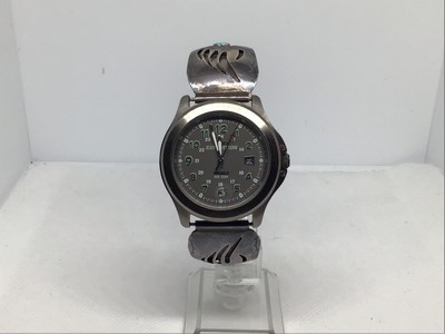 Timex Expedition WR 50M Watch - Gray Dial - Rare Sterling Silver Band - INDIGLO