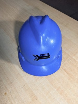 MSA V-Gard Blue Hard Hat Helmet Amtrak Think Safety ANSI Z89.1 Vintage