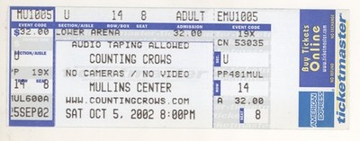 Counting Crows 10/5/02 Amherst MA Full Rare Ticket!