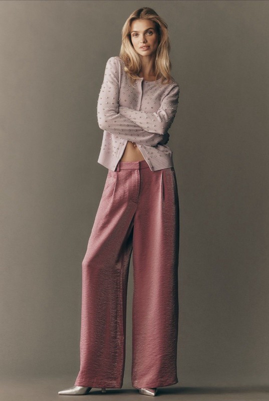 Women’s Anthropologie Maeve Shimmered Wide-Leg Trousers Size US 6 (fits like 4)