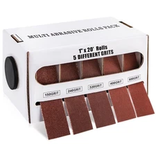 Topzea Emery Cloth Roll, 5 Grits Abrasive Sandpaper Rolls Assortment with Dispen