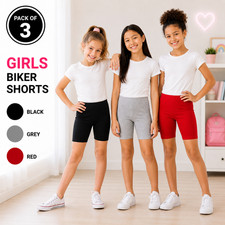 Girls Bike Shorts Pack of 3 Kids Stretch Biker Shorts Black Red Gray Size 2T-16