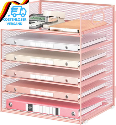 VITVITI Schreibtisch Organizer, 6 Ebenen Briefablage, Stapelbare Aktenhalter, Ab