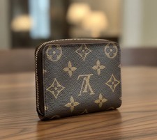 Louis Vuitton Monogram Brown Small Zippy Wallet Round Coin Purse W/BOX