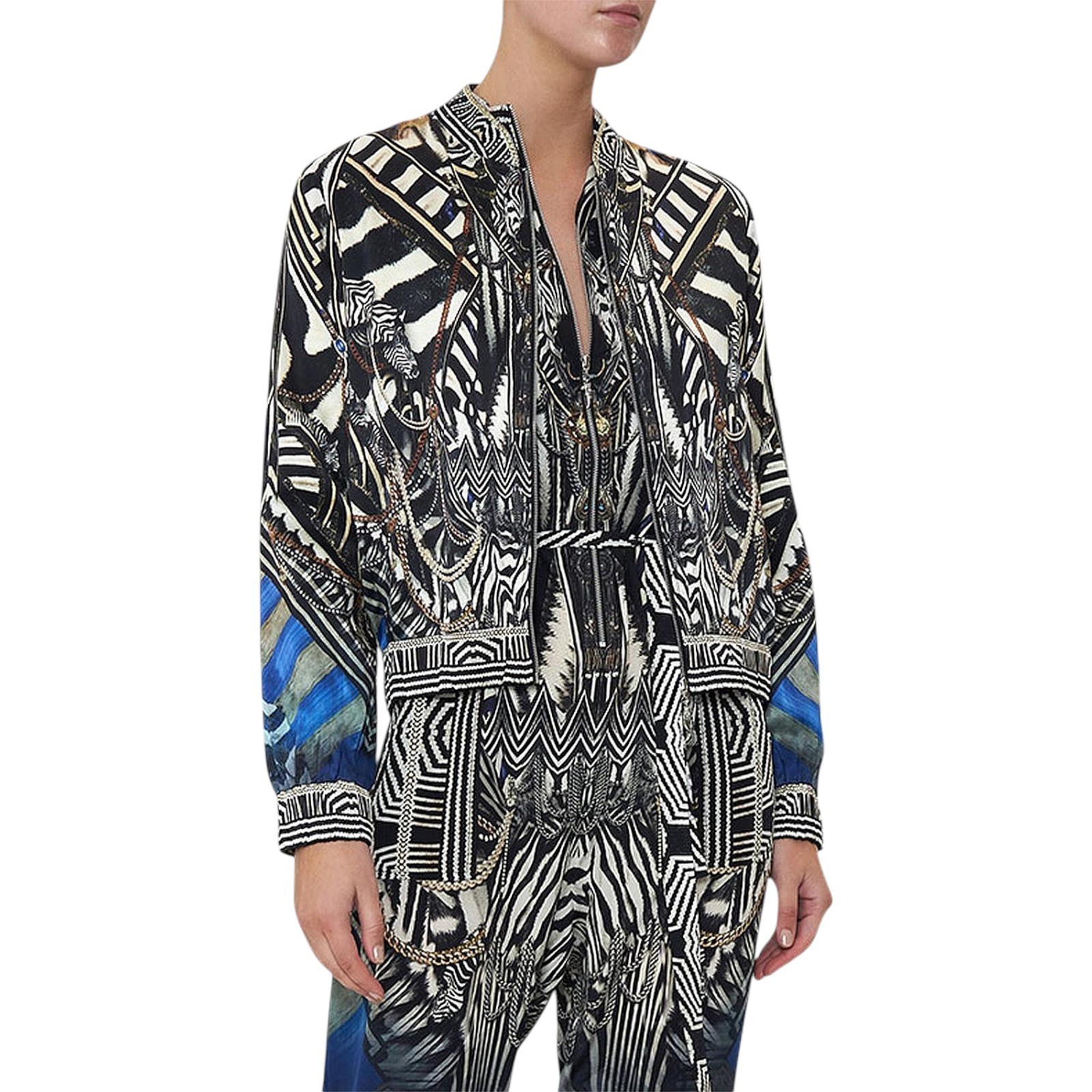 Camilla Knight Of The Wild Bomber Size Small BNWT Silk Animal Print Jacket