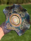 Fenton Carnival Glass Orange Tree Whimsy Cobalt Blue Carnival Glass