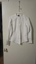 Blusa Moda International para mujer blanca con volantes de algodón talla M manga larga
