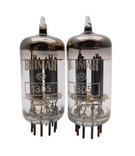 Matched Pair Brimar 13D5 ECC82 12AU7 Long Plate Halo Getter Valves Used (V2) #3