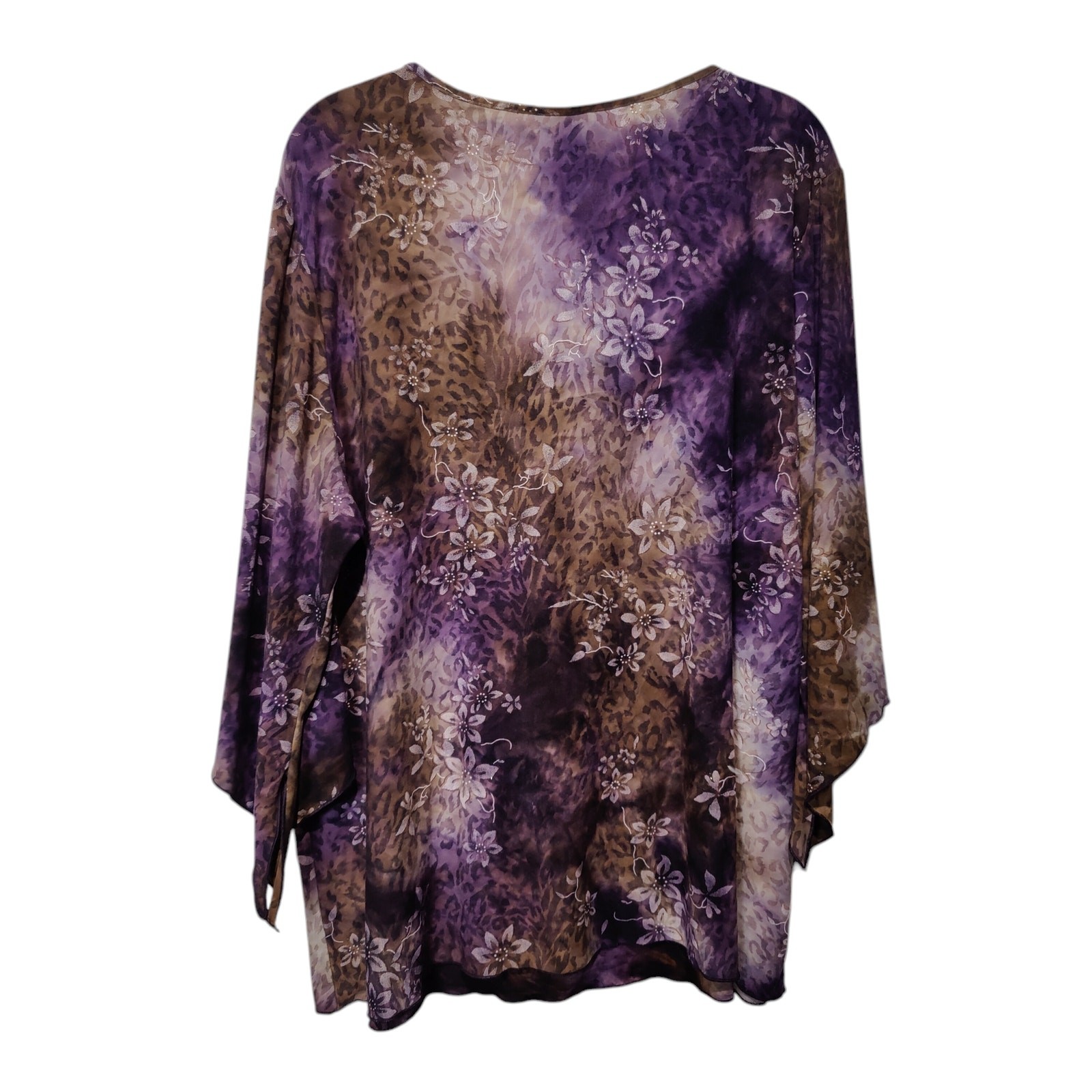 Essentials Plus Sz 2X Beaded Ruffle Fairy Shirt Purple Blouse Top Boho thumbnail 7