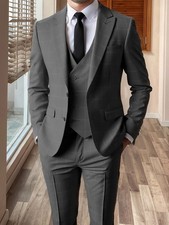 Mens 3Pcs Suits Groom Bestman Wedding Party Tuxedos Plaid Suit Blazer Vest Pants