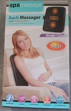 Spa Massage Back Massager Heat Vibration With 12V Auto Adapter 2 Level Intensity