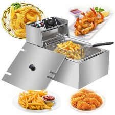 Home 2500W 6.3QT Electric Deep Fryer Commercial Tabletop Restaurant Fry Basket
