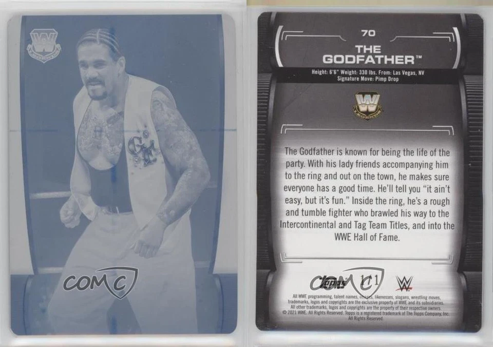 2021 Topps WWE Undisputed Printing Plate Cyan 1/1 The Godfather #70 7m3 - Image 3 of 3
