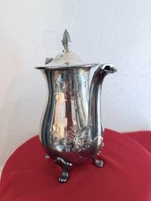 Vintage Silver Plate Footed Coffee Pot with Ornate Scroll Handle — listing 2