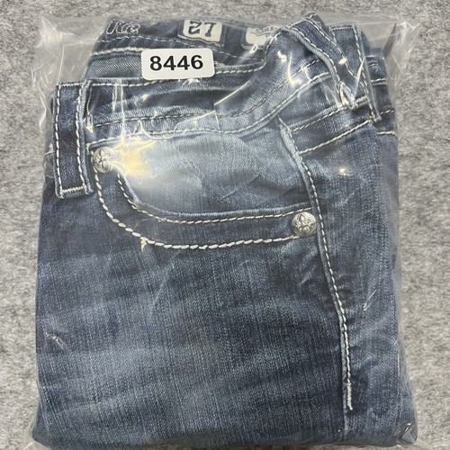 Miss Me Jeans Womens 27 Blue Signature Boot Embellished Pockets MK 342 Denim - Picture 19 of 19