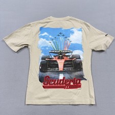 Scuderia Ferrari Shirt Mens Small Beige Racing F1 Puma Car Back Graphic Tee