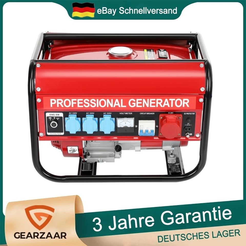 Stromgenerator Benzin 6500W 7,5kW 230V 4-Takt Notstromaggregat Für Camping