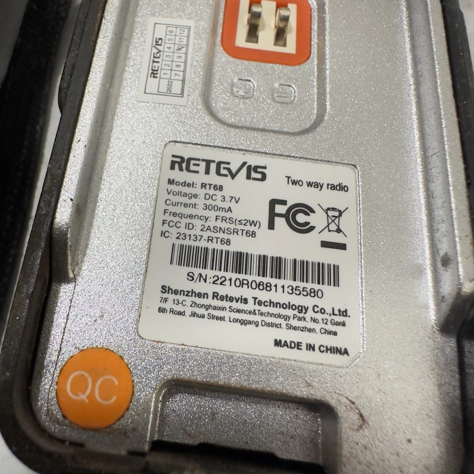 Retevis RETC 15 RT68 Walkie Talkie Two Way Handheld Radio NO Charging Base  - Image 3 of 4