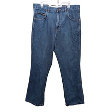 Jeans Size 36x32 100 Cotton Mens Straight Leg Dark Wash Blue Denim High Rise