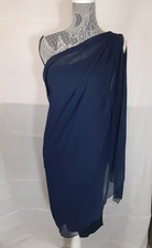 Alice + Olivia One Shoulder Drape Mini Dress Size M Medium Navy Blue