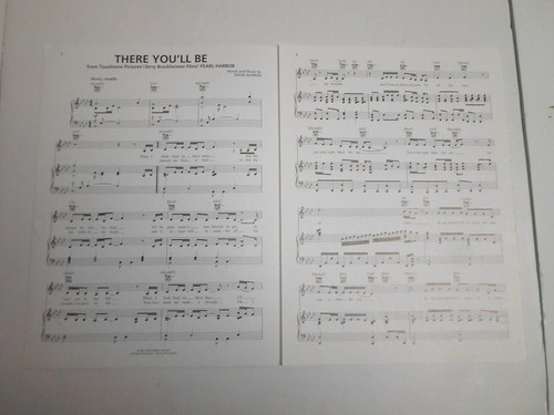 There You'll Be Pearl Harbor Piano Keyboard Sheet Music Vocal Lyric Guitar Tabs - Picture 3 of 3