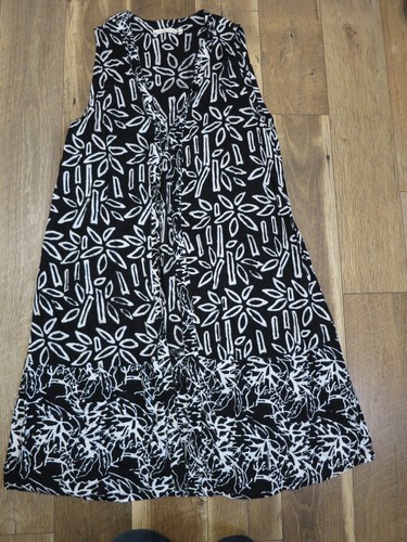 Soft Surroundings Damen schwarz/weiß Blumen Viskose Longline Les Bois Staubtuch Gr. L