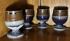 Barbara Hill Sanibel Art pottery Footed Cups (4)