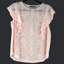 Apt. 9 Lace Top Womens XL Pink Romantic Coquette Boho Chic Twee Girlhood Casual