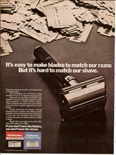 1974 Gillette Razor Blades Vintage Magazine Ad Super Stainless, Platinum Plus