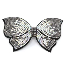 Sparkly Barrette Felt Back Pave Bow Rhinestone Crystal wedding Hair Clip Pin 