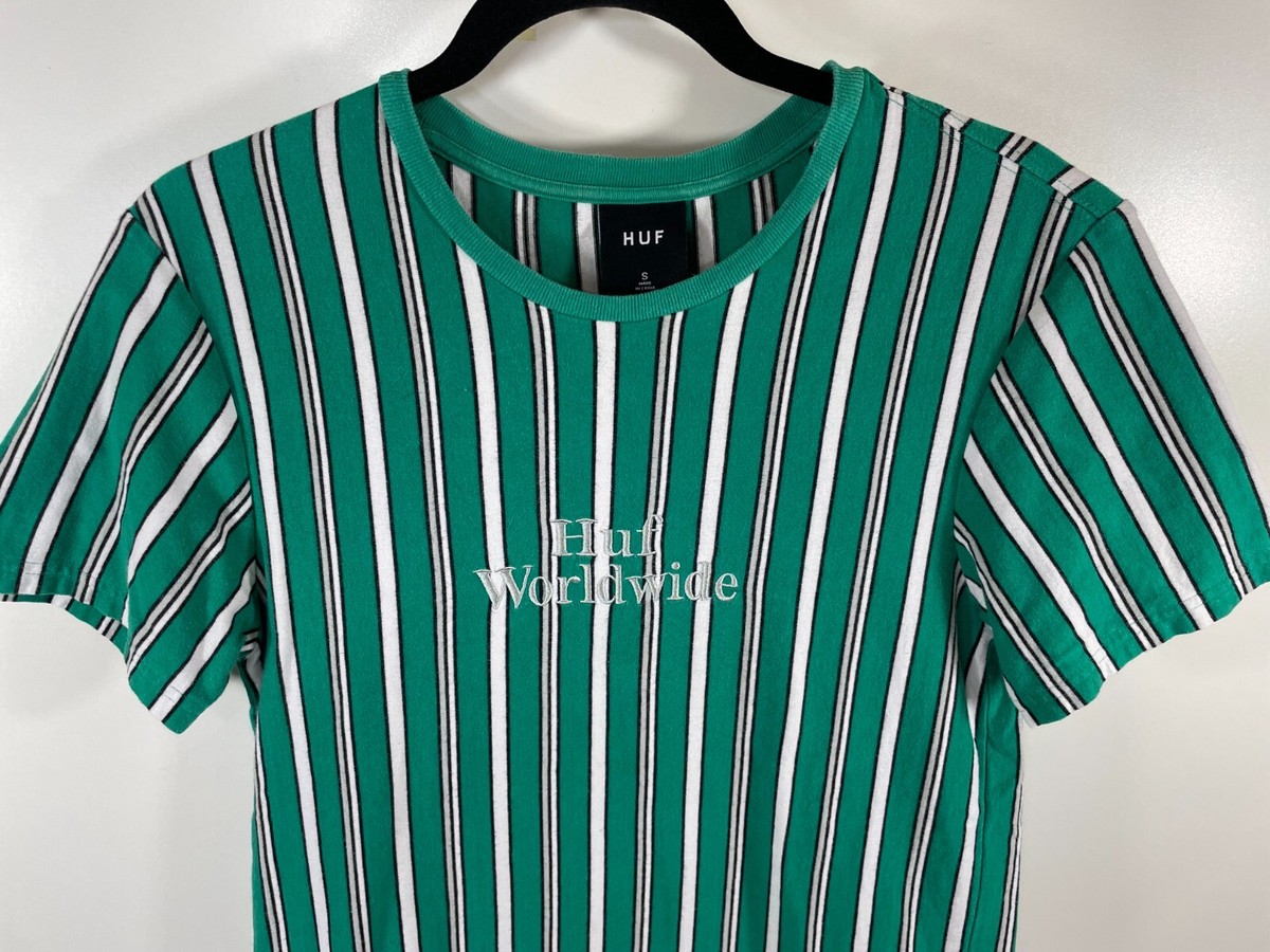 HUF Worldwide Mens Size S Crew Neck Embroidered T-Shirt Striped