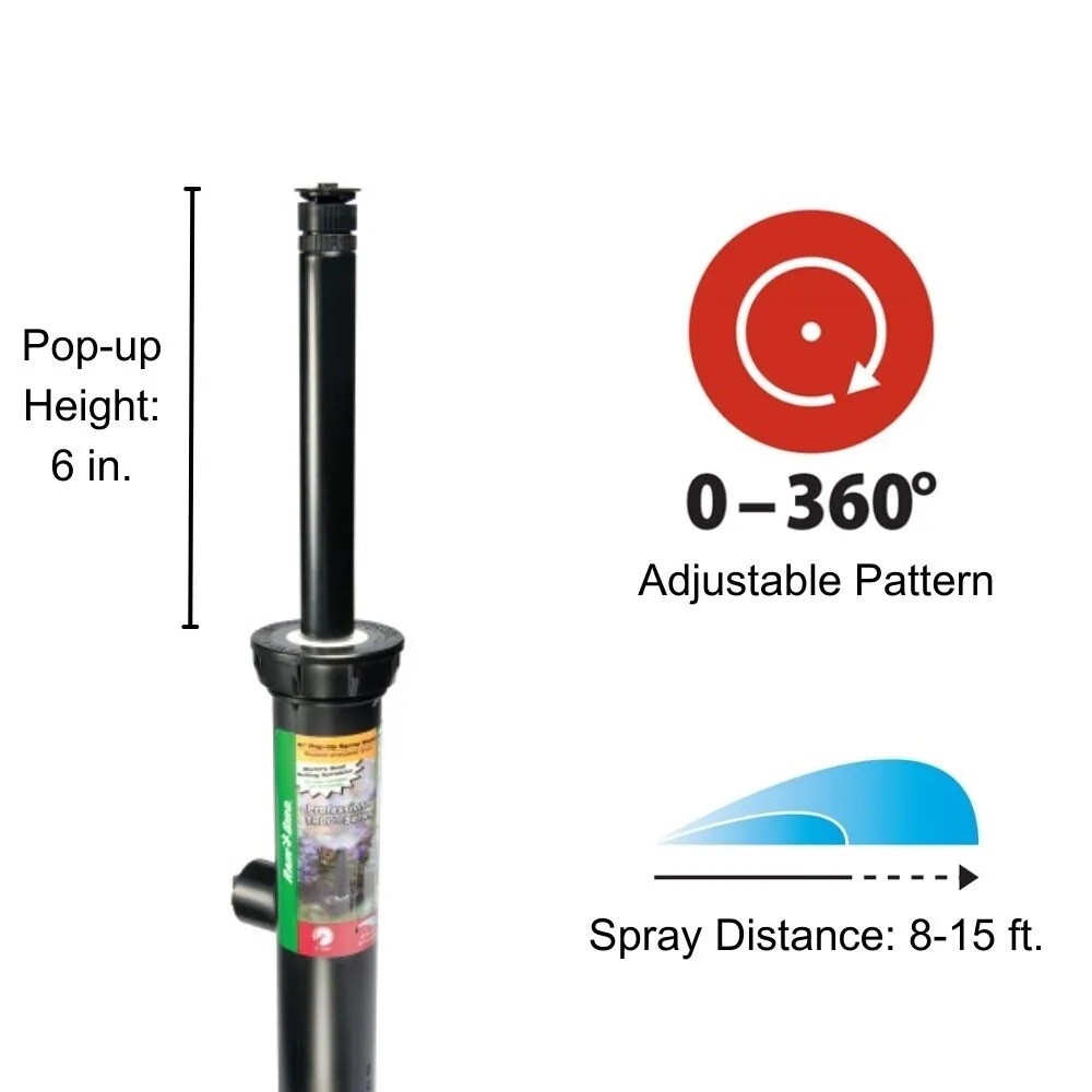2 Rain Bird 1806 Pop-Up Sprinkler Adjustable 0°-360° 8' - 15