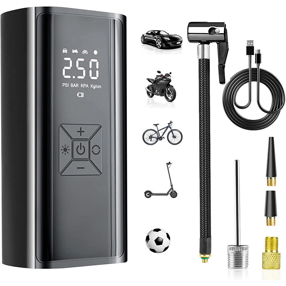 Electric Air Compressor Power Bank Box Cordless Car Bike Pump Tire
