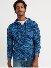 New Lucky Brand 100 Cotton Blue Indian print Indigo Hoodie L