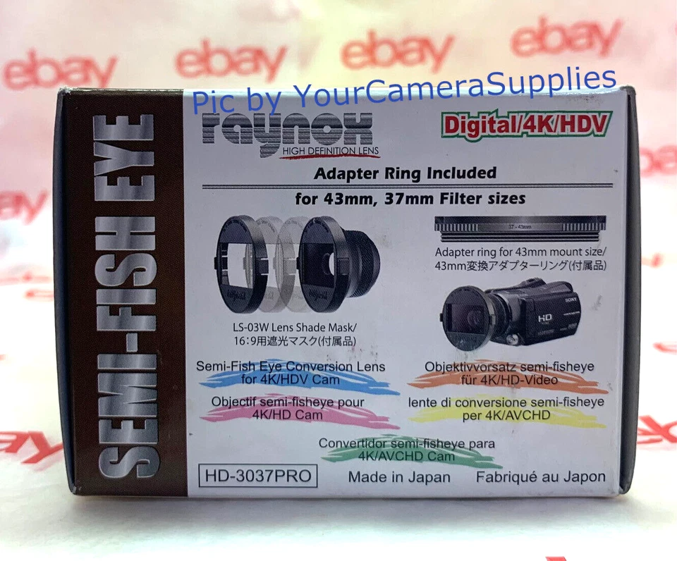 Raynox HD-3037 HD 0.3X SEMI-FISH EYE LENS SONY HDR-XR500/CX160/CX160E 37mm 43mm - Image 4 of 4
