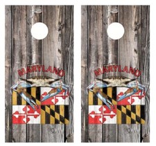 Maryland Themed Barnwood Cornhole Board Wraps FREE LAMINATION 2815