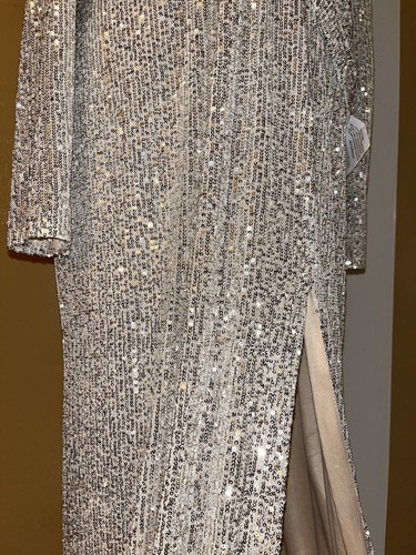 Mac Duggal 26395 Nude Gr. 10 Pailletten Wickel Tiefer Ausschnitt Hoher Schlitz Bein Kleid Dress - Bild 8 von 21