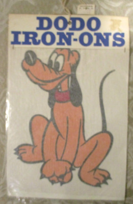 VINTAGE DO DO IRON-ONS - WALT DISNEY'S PLUTO - 8X10'' - HUDSON'S TAG,  MINT COND