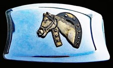 Horse Horseshoe Cowboy Cowgirl Western Wear Vintage Belt Buckle
