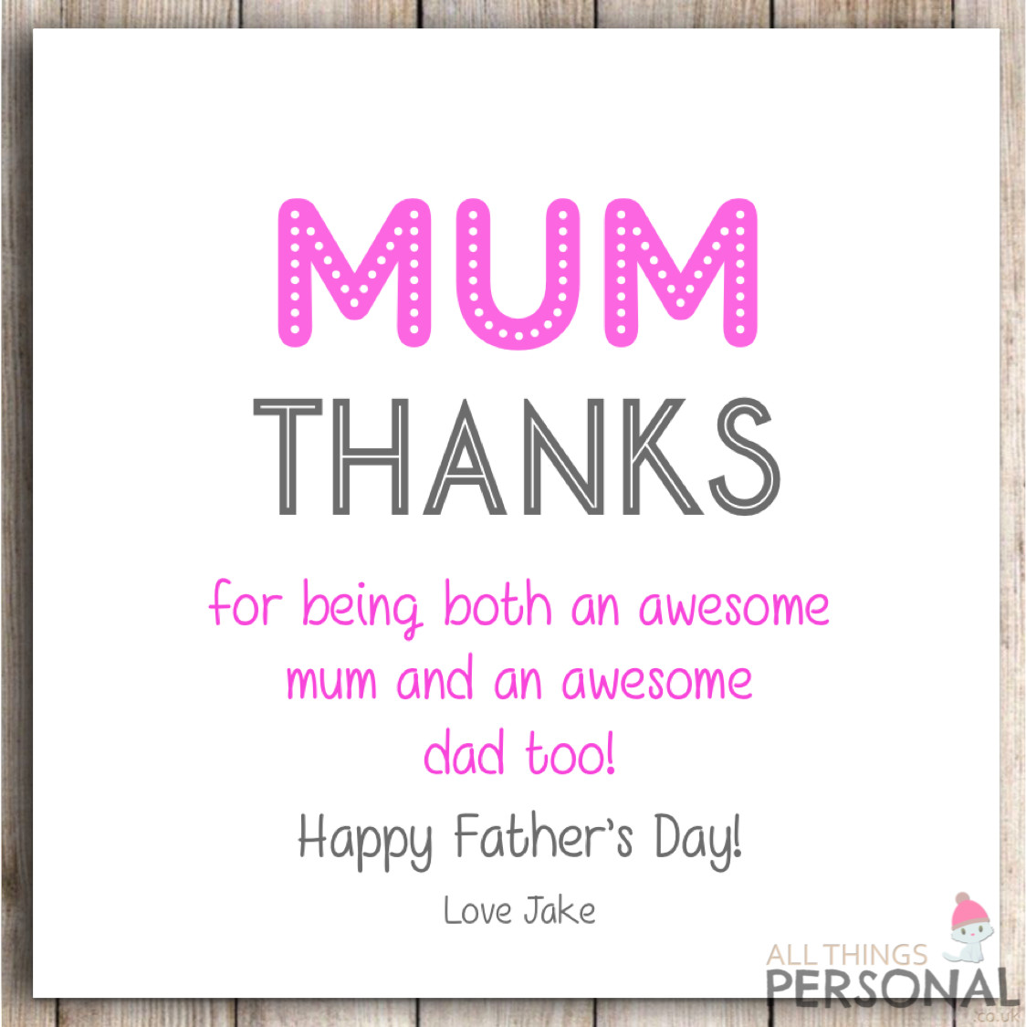 Fathers Day Card for Mum - Single Parent Father's Day Card Funny Joke Thanks