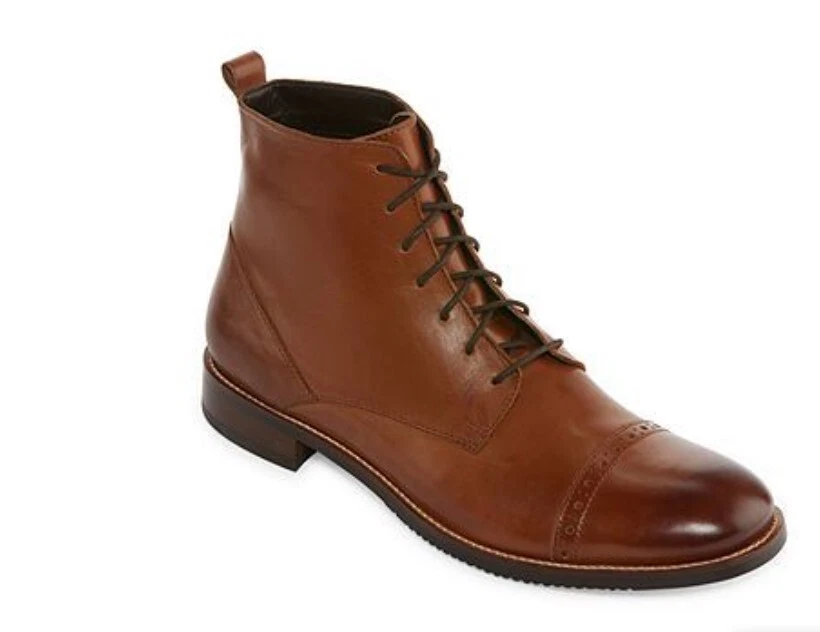 US Size 10.5 M Stafford Mens Hardy Dress Boots Brown Cognac